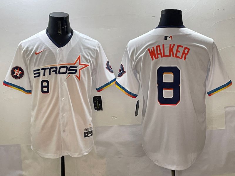 Men Houston Astros 8 Walker White Four generations Joint Name 2025 Nike MLB Jersey style 5